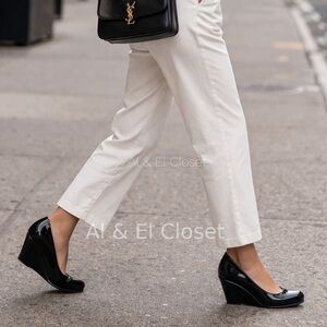 CL by Laundry Nima Patent Black Wedge Pumps Women’s 7 Glossy Heels New In Box